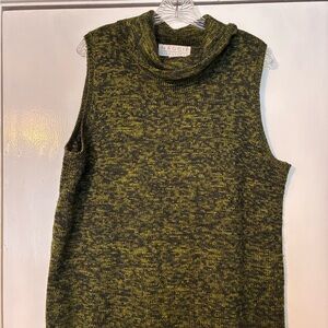 Olive Green Sleeveless Cowl Neck Knit Top